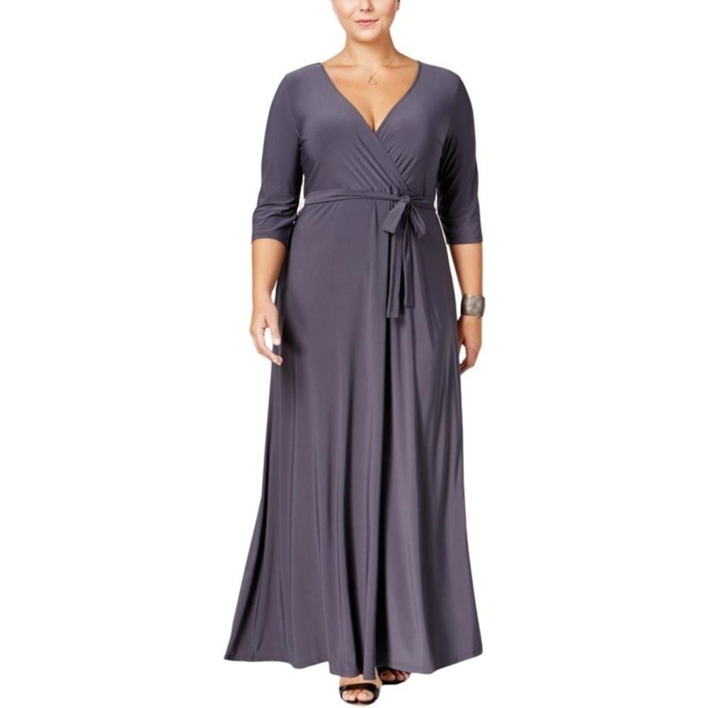 Love Squared- Plus Size Faux-Wrap Maxi Dress